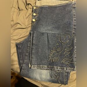 Z Cavaricci Plus Size Jeans 24W - Retro Flare Legged No Zipper Denim with Design